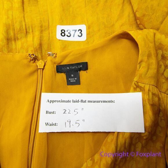 Ann Taylor Cheetah Jacquard Faux Wrap V-neck Light Lined‎ Belted Dress, size 18 - Picture 15 of 16